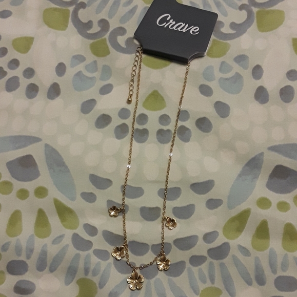 🌺Gold Hibiscus Necklace 15" w/ 3" Extender - Picture 2 of 4